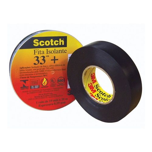 Fita Isolante 3M Scotch 33 19mm x 10 Metros Preta