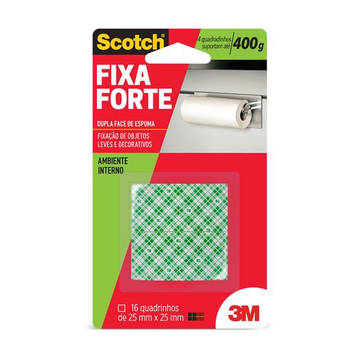 Fita  3M Fixa Forte 111 Dupla Face Quadrinho  25X25