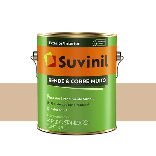 Tinta Suvinil Rende e Cobre Muito Acrílico Fosco Camurça  3,6 Litros Exterior/Interior 50304251