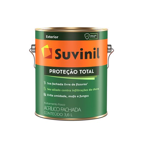Tinta Suvinil Proteção Total Fosco Branco 3,6 Litros para Fachadas Antimofo - Exterior 50345844