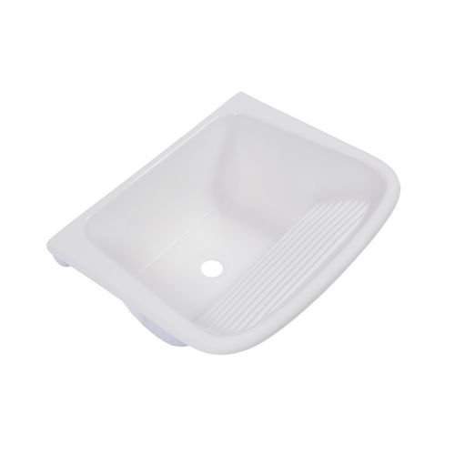 Tanque Simples Mármore Sintético 60x50cm Branco Gelo Decoralita  — Ref. TP-001