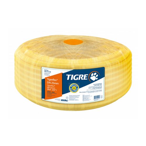 Mangueira Corrugada Tigre Amarela Dn-25Mm Rolo 50 Metros