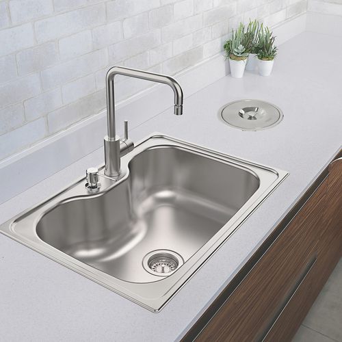 Pia Tramontina Inox 93806/122 68,5x48,5cm Morgana 60 Fixador com Válvula 4.1/2"