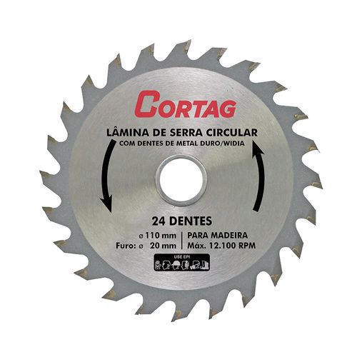 Disco Serra Cortag Diamante 4.3/8 = 110x24D P/Madeira 60864