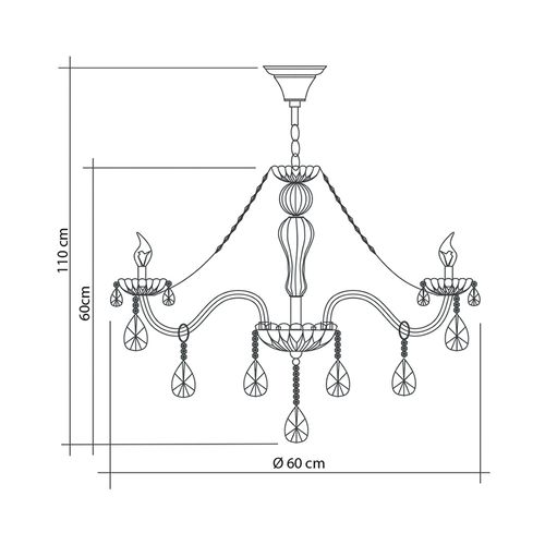 Lustre Startec Nice Transparente para 6 Lâmpadas E27 — Ref. 140240000