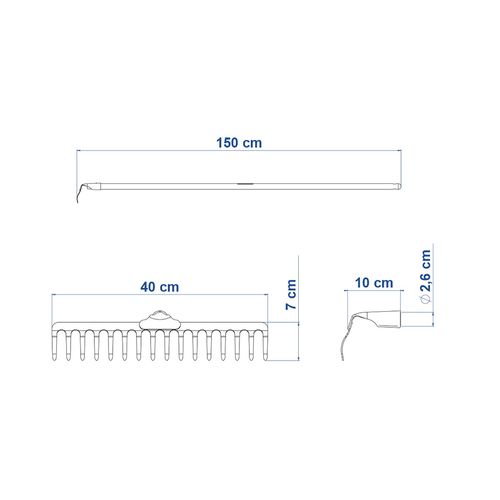 Ancinho Tramontina Curvo Leve 16 Dentes em Aço Carbono com Cabo de Madeira 150 cm — Ref. 77101664