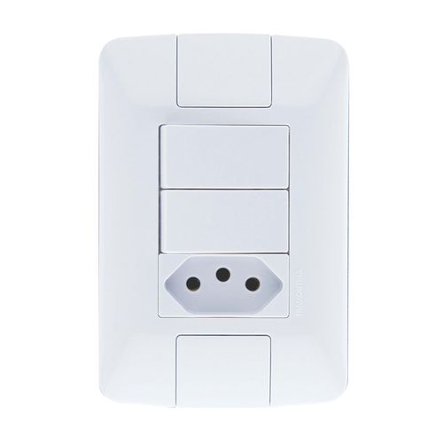 Interruptor Tramontina Aria 2 Simples 6A 250V e 1 Tomada 2P+T 10A 250V 57241073