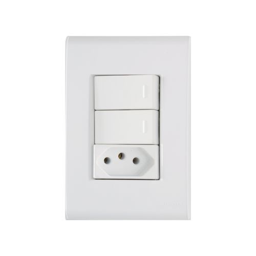 Interruptor Tramontina Liz 4x2  2 Int Simples 10A 250V e 1 Tomada 2P+T 10A 250V  57170073