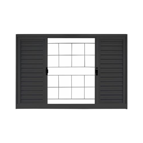 Veneziana MGM 100X150X6,5Cm Sul Sem Vidro Com Grade Quadriculada 4 Folhas - Aço