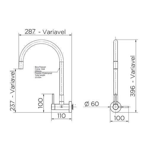 Torneira Docol Cozinha Parede Spice Cromado/Black 00904857