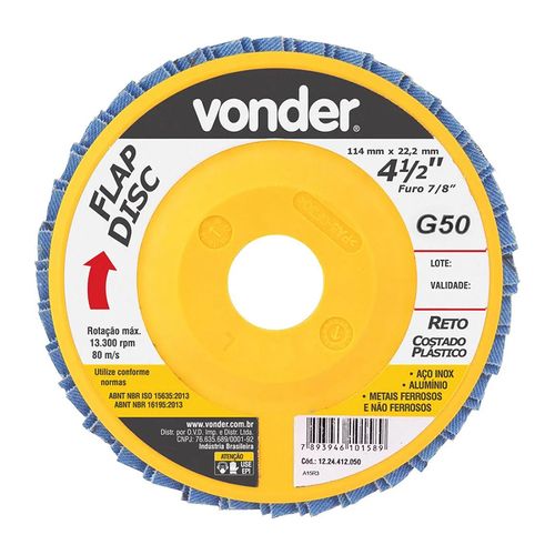 Disco Vonder Flap Reto 4.1/2 Grão 50 1224412050