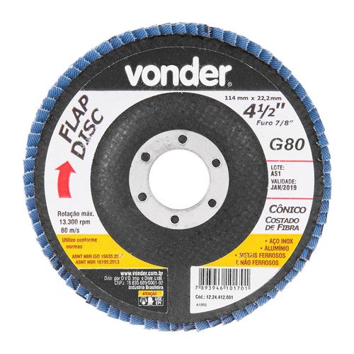 Disco Vonder Cônico 4.1/2 Grão 80 1224412081