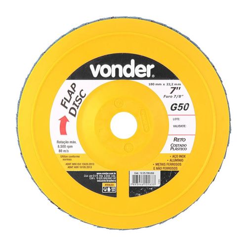 Disco Vonder Flap Reto Plástico 7" Grão 50 1225700050
