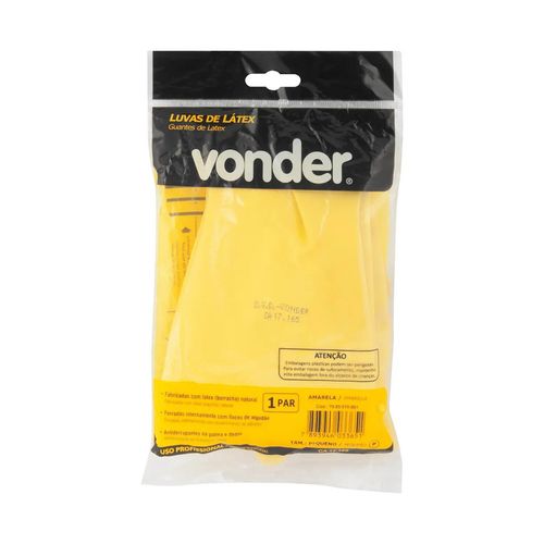 Luva Vonder Látex Pequena Amarela Antiderrapante com Forro 7085010001