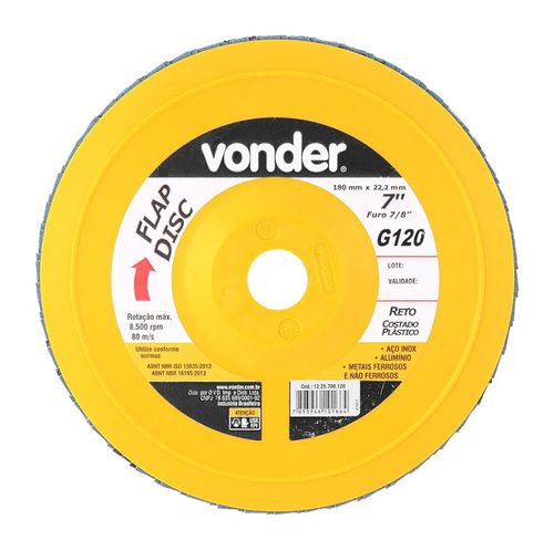 Disco Vonder Flap Reto Plástico 7" Grão 120 1225700120
