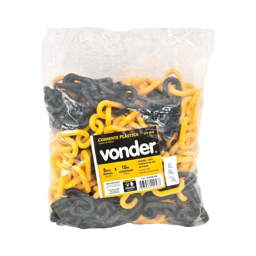 Corrente Plástica Vonder 8mm Amarelo/Preto Pacote com 10 Metros 1546080000