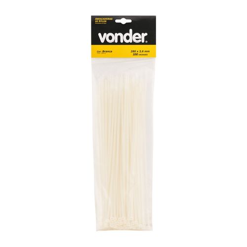 Abraçadeira de Nylon Vonder 140X3,6 Branca com 20 Unidades 2815140020