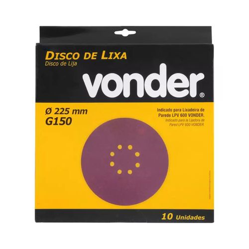 Lixa Disco Vonder 150 para Lixadeira 22,5cm com 10 Peças 1258225150