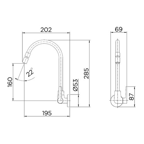 Torneira Docol Cozinha Parede Gali Bica Alta Cromado 801406