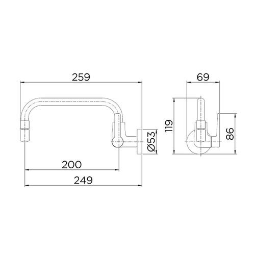 Torneira Docol Cozinha Parede Gali Bica Baixa Cromado 800106
