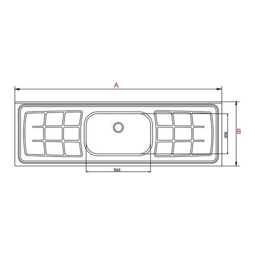 Pia GhelPlus Bali 180x560x11cm 1 Cuba Convencial 30800 sem Válvula com Furo 3.1/2"