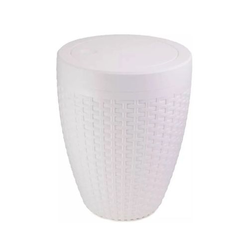 Lixeira Aquaplás com Tampa Rattan 7,5 Litros Branca — Ref. 007030101