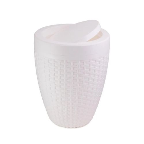 Lixeira Aquaplás com Tampa Rattan 7,5 Litros Branca — Ref. 007030101
