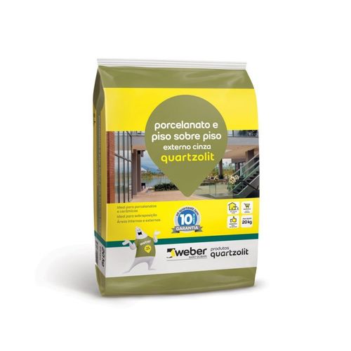 Argamassa Quartzolit Porcelanato Piso Sobre Piso Externa Cinza 20KG 0100.00001.0020PL