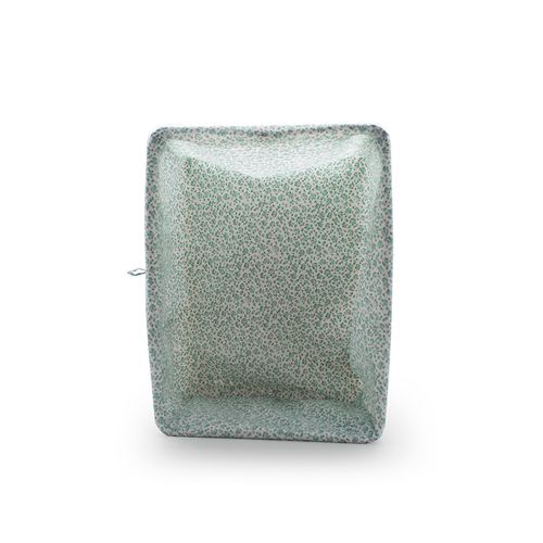 Cesto Decor 44x33cm Branco comTecido Flores Verdes