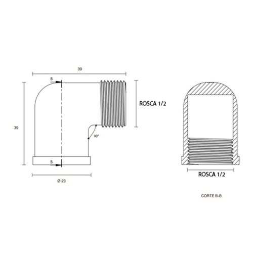 Joelho Blukit 90° Cromado 1/2" Macho-Fêmea 170108212