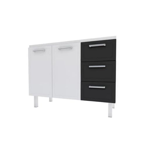 Gabinete Cozimax Quality/Apolo Flat para Pia 1,20 Metros Preto 87651/89588