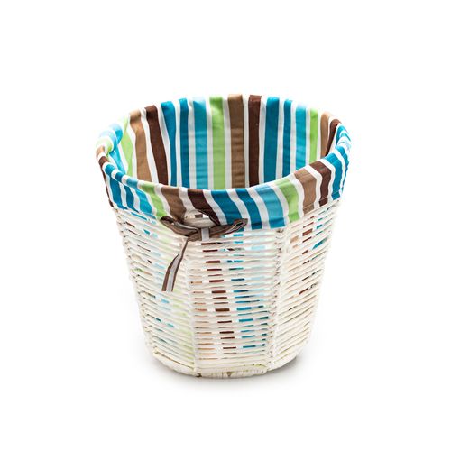 Cesto Decor 28x26cm Branco Tecido Colorido