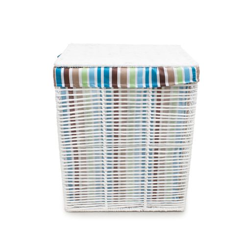 Cesto para Lavanderia Decor 42x32cm Branco com Tecido Colorido