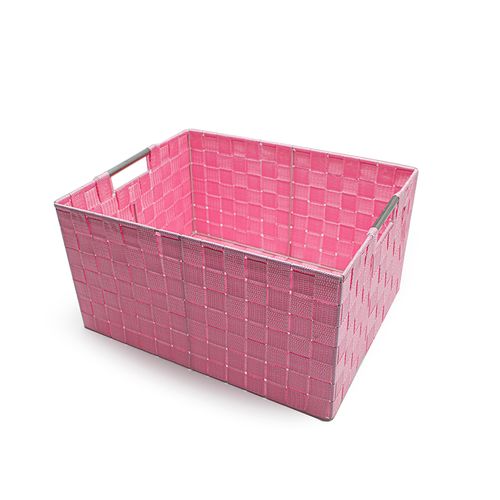 Cesto Baixo Fita Decor G 30x20cm Rosa