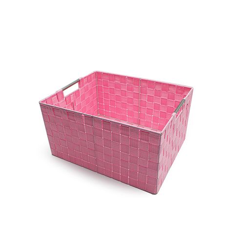 Cesto Baixo Fita Decor M 27x18cm Rosa