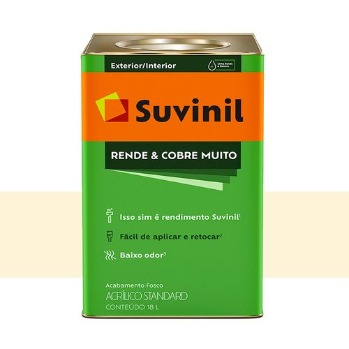 Tinta Suvinil Rende e Cobre Muito Fosco Perola 18 Litros 50516571