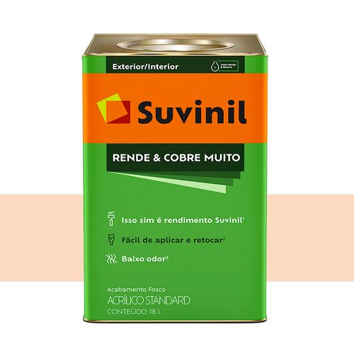 Tinta Suvinil Rende e Cobre Muito Fosco Pêssego 18 Litros 50516572