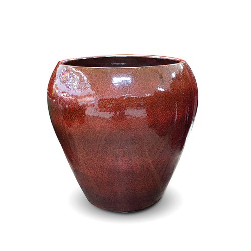 Vaso Decor Mod Vietnamita Redondo 68x68cm Vermelho
