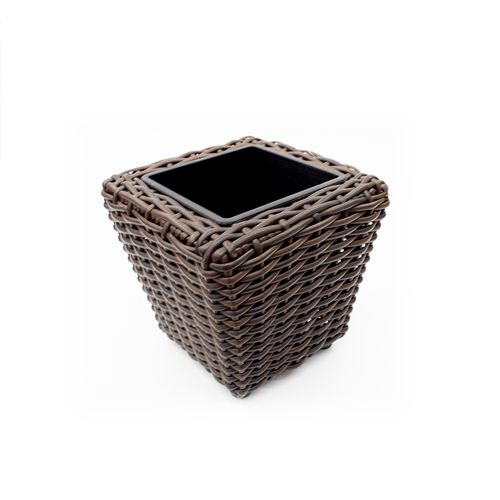 Vaso Polirattan Decor para Jardim 18x17cm Marrom