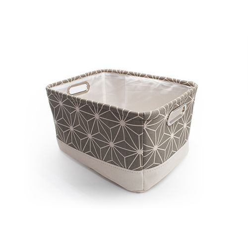 Cesto Retangular Branco/Cinza Decor G 36x26x20cm