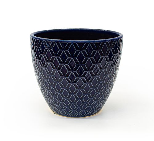 Vaso Decor Ceramica JYH 20x18Cm Azul Marinho 1841B-1