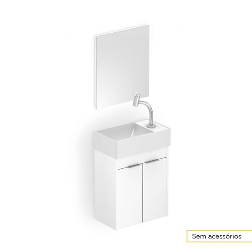 Kit Incepa Zip 40x22cm Gabinete/Espelho/Lavatório Branco/Branco B60000M250