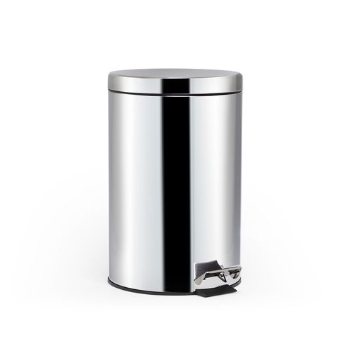 Lixeira Decor Inox Brilhante 12 Litros com Pedal e Balde