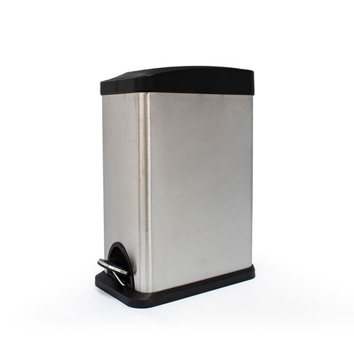 Lixeira Decor Inox Fosco 8 Litros com Pedal e Balde Retangular