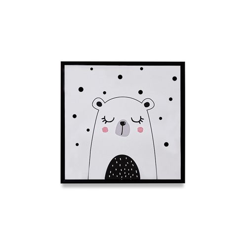 Quadro Decor Urso Preto e Branco 35x35cm