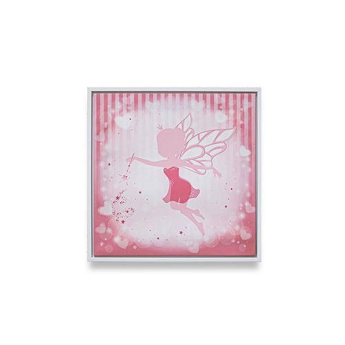 Quadro Decor Fada e Varinha Rosa 35x35cm