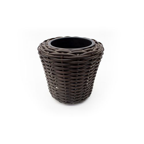 Vaso Polirattan Decor para Jardim 18x17cm Marrom