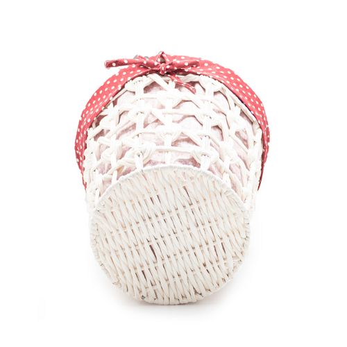 Cesto Decor 28x26cm Branco com Tecido Poá Vermelho