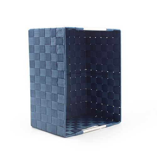 Cesto Baixo Fita Decor 27x18cm Azul Escuro