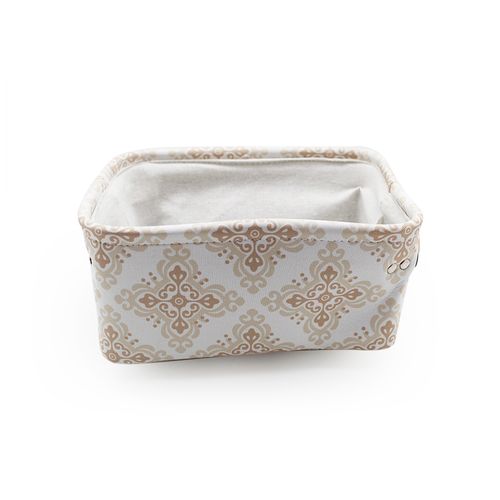 Cesto Decor Bege/Marrom Ladrilhos 26,6x19x12,7cm